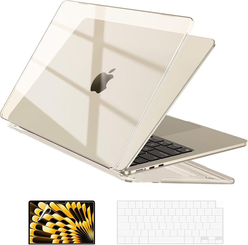 Eoocoo Case Compatible with MacBook Air 15 inch 2024 2023 Release M3 A3114 M2 A2941 Liquid Retina Display, Plastic Hard Shell Case + Keyboard Cover + Screen Protector, Crystal Starlight - Image 1